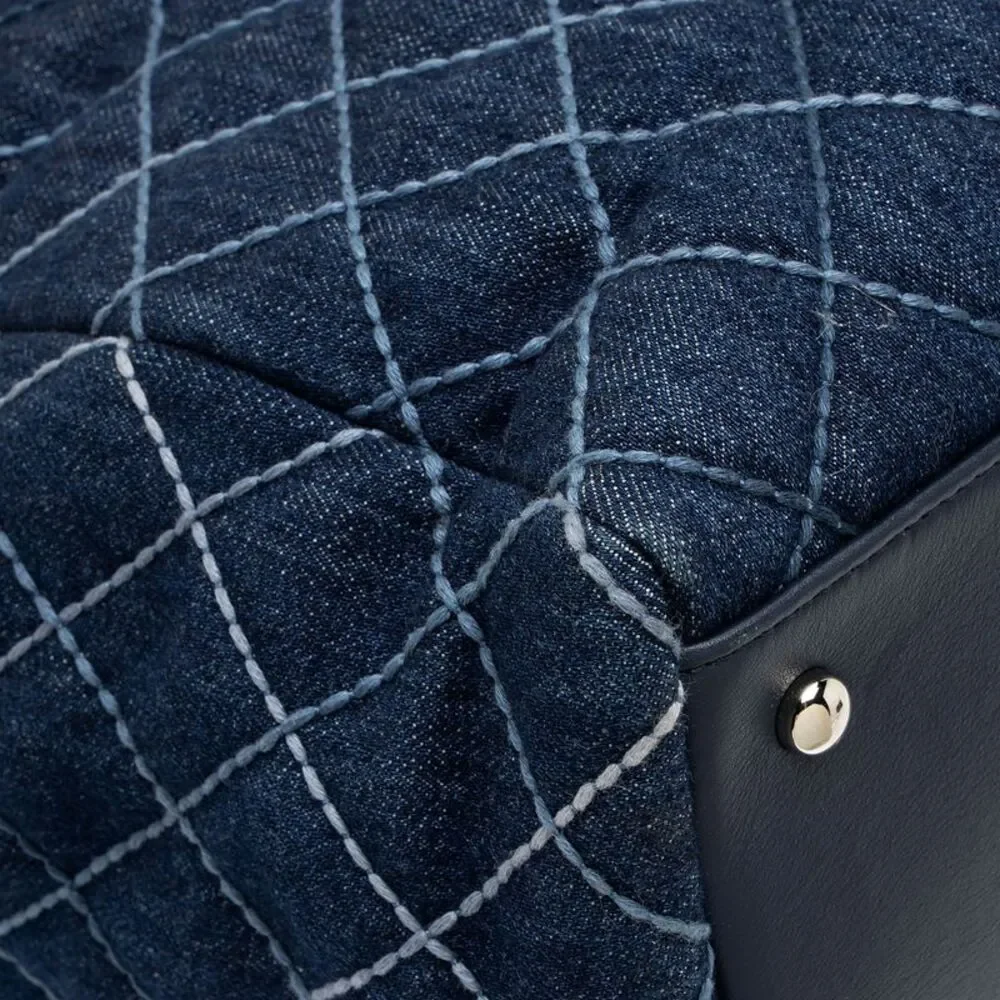 Chanel Quilted Denim Coco Handle Shopping Tote